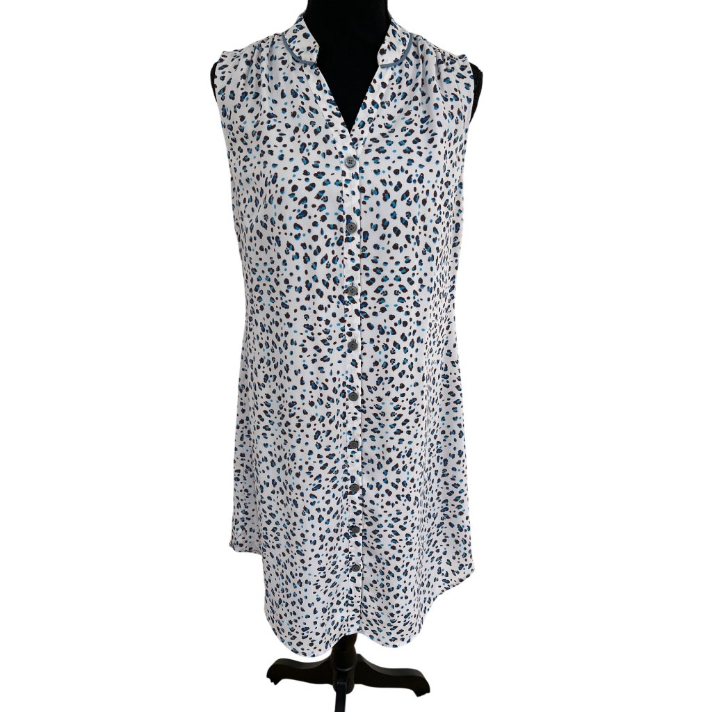 Cabi Dress Shirtdress Size S Style 5233 Blue Leopard Print